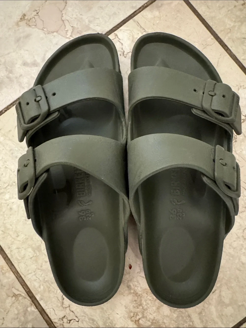 Birkenstock Kids Olive Green Two-Strap Sandals